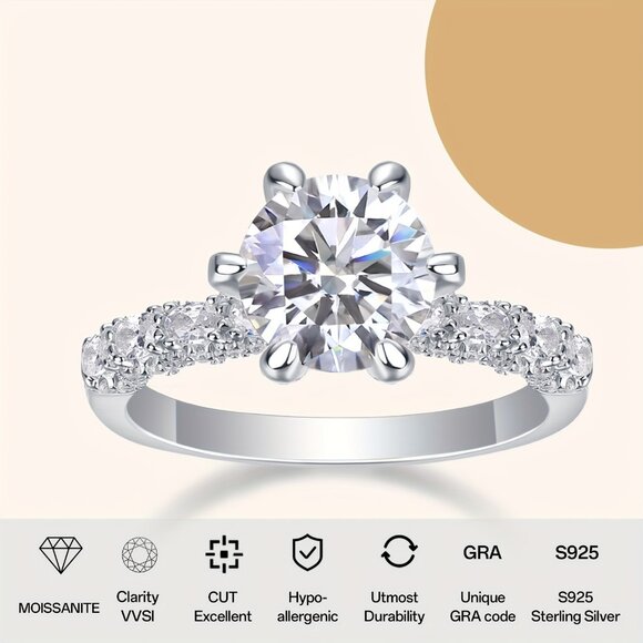 Stunning 3 Carat Moissanite Ring S925 Sterling Silver - Picture 10 of 10